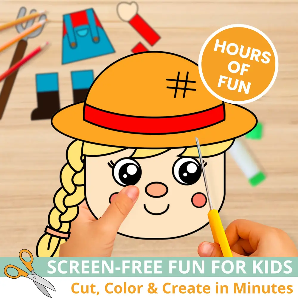 Make community helper lessons fun with this farmer cut & paste craft for kids. Designed for early learners and includes bonus tracing, labeling, and coloring pages. Easy, engaging, and perfect for print-and-go classroom or homeschool activities.