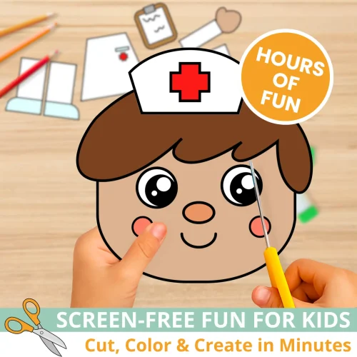 Make community helper lessons meaningful with this nurse cut & paste craft for kids. Designed for early learners and includes bonus tracing, labeling, and coloring pages. Easy, engaging, and perfect for print-and-go classroom or homeschool activities.