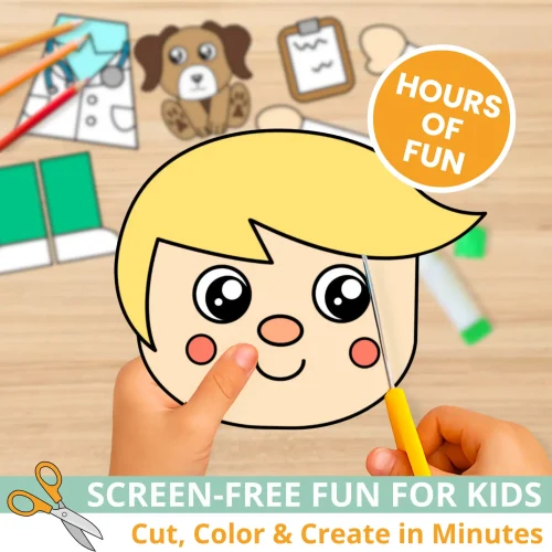 This veterinarian cut & paste craft is a fun, hands-on activity for preschool and kindergarten students. Kids build their own vet while practicing fine motor skills, cutting, and gluing. Perfect for community helper units, centers, and print-and-go lessons.