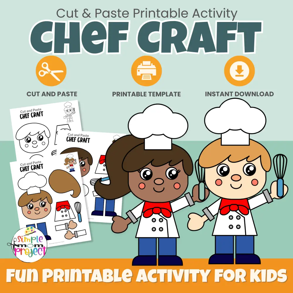 This chef cut & paste community helper craft is a fun, hands-on activity for preschool and kindergarten learners. Kids practice cutting, gluing, and fine motor skills while learning about chefs. Includes FREE bonus tracing, labeling, and coloring pages. Perfect for classrooms or homeschool learning.
