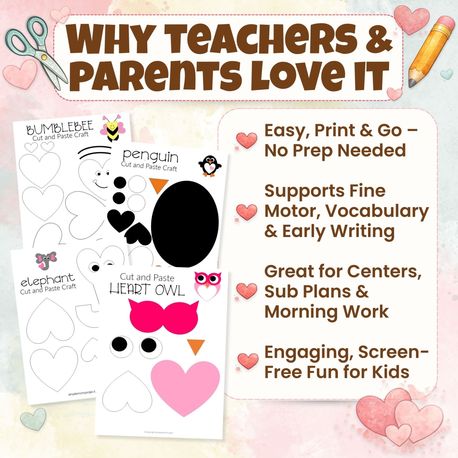 Turn craft time into learning time with these heart animal cut & paste activities. Designed to support fine motor skills, creativity, and early learning in a screen-free way.