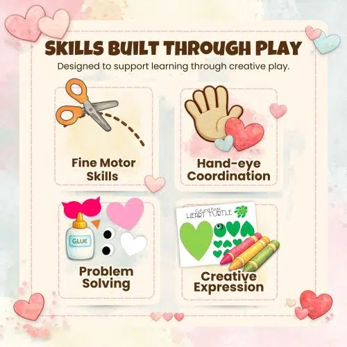 Teachers and parents love these heart animal crafts for their simplicity and charm. Designed for early learners, they’re easy to use and fit seamlessly into any learning space.