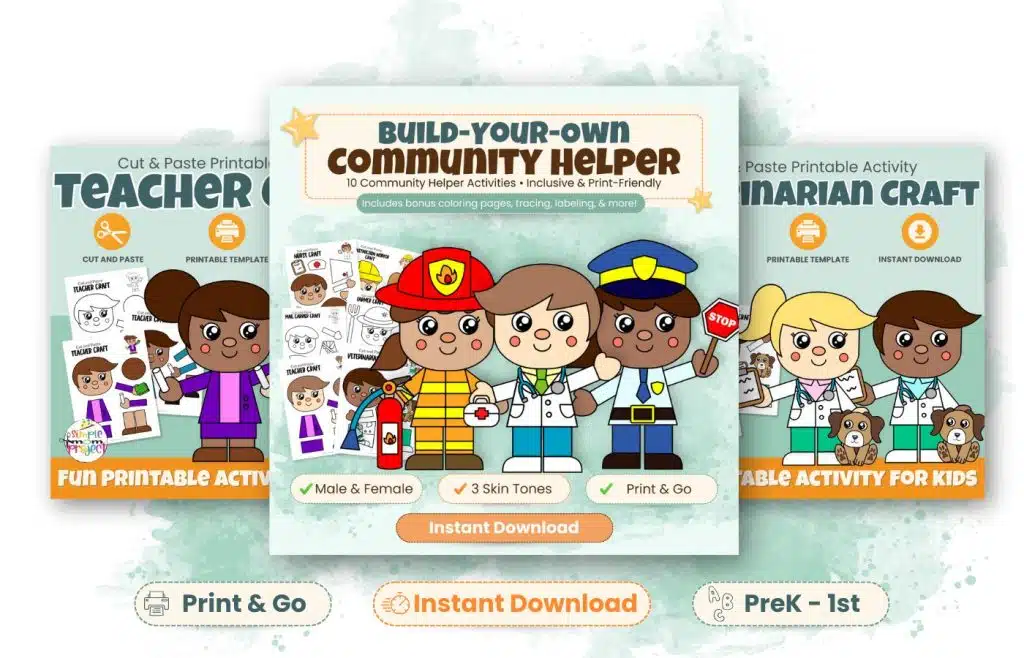 Community Helper Printable Crafts Printable community helper crafts for kids – cut and paste activities