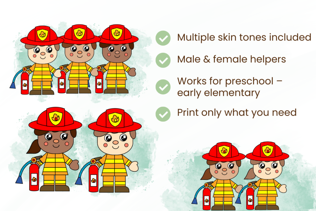 Inclusive Community Helper Activities for Every Classroom Inclusive community helper crafts with multiple skin tones, male and female helpers, and flexible print-and-go pages for diverse learners.