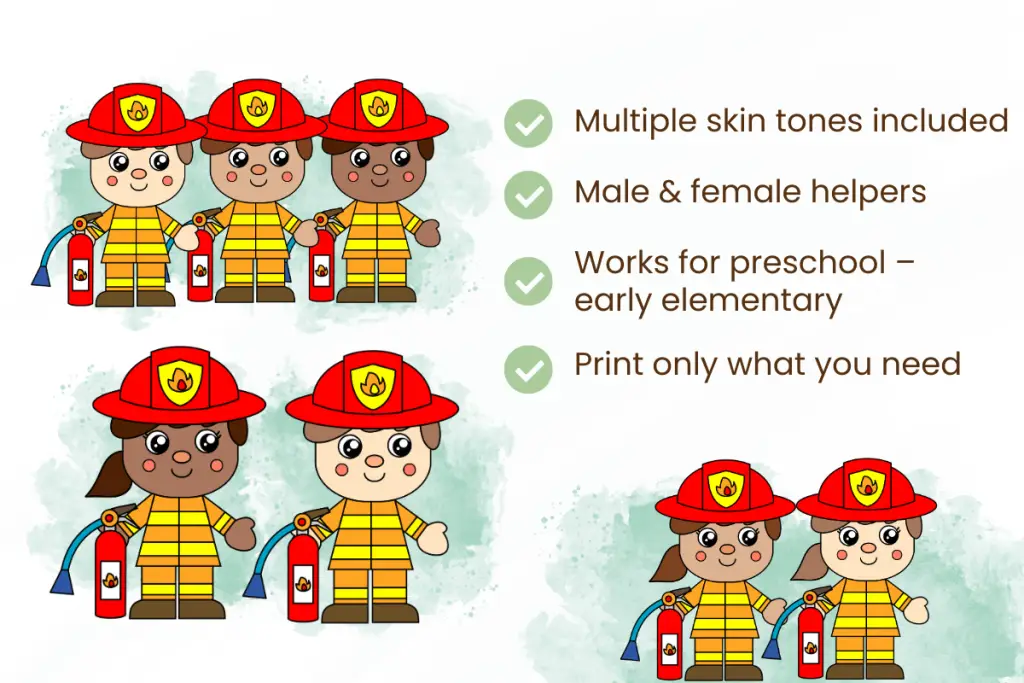 Inclusive Community Helper Activities for Every Classroom Inclusive community helper crafts with multiple skin tones, male and female helpers, and flexible print-and-go pages for diverse learners.