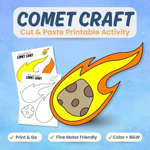 Comet craft printable for kids space science activity bundle cover image