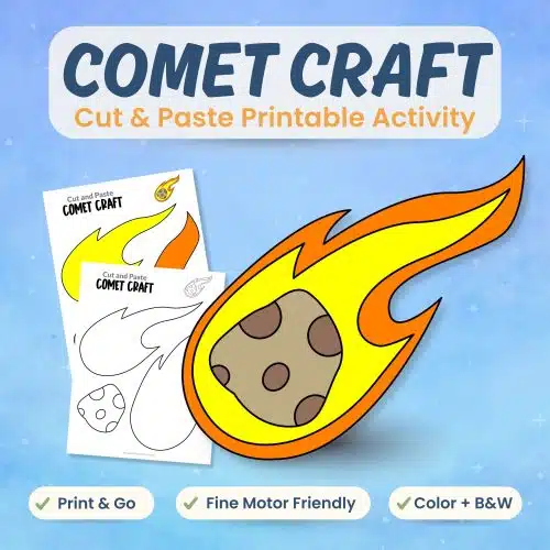 Comet craft printable for kids space science activity bundle cover image
