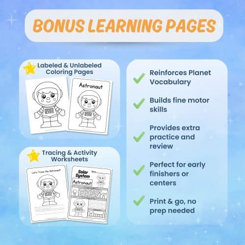 Astronaut printable worksheets tracing coloring science activity pages