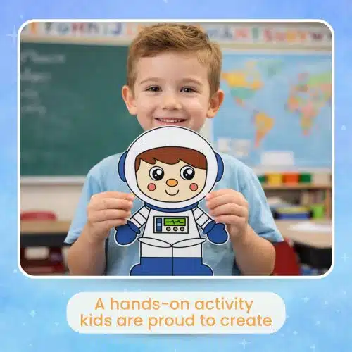 Cut and paste astronaut craft template printable kids space activity