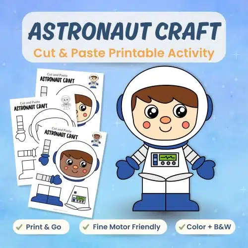 Astronaut craft printable for kids space science activity bundle cover image