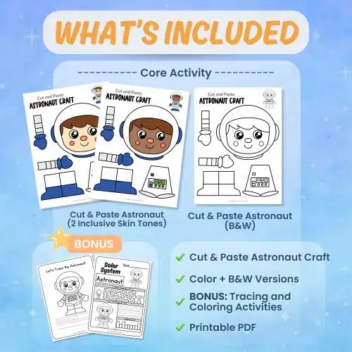 Printable astronaut craft worksheets coloring pages space activity bundle preview