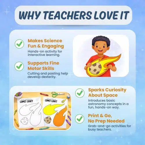 Comet printable activity classroom science craft and worksheets for kids