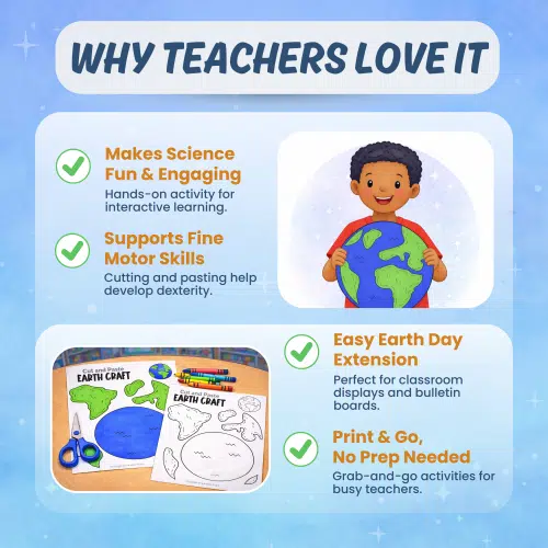 Planet Earth printable activity classroom science craft and worksheets for kids