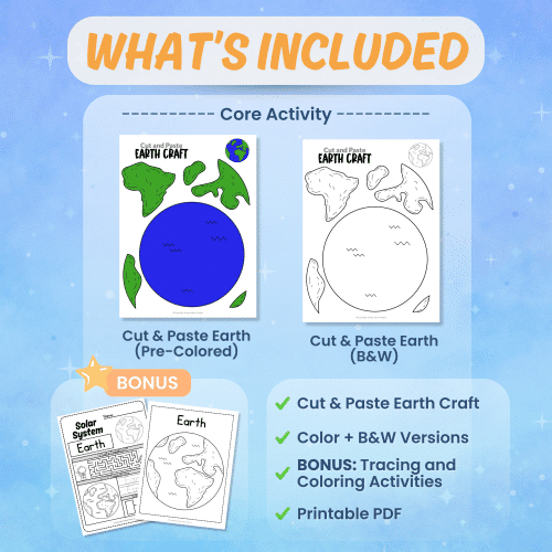 Printable Earth craft worksheets coloring pages science activity bundle preview