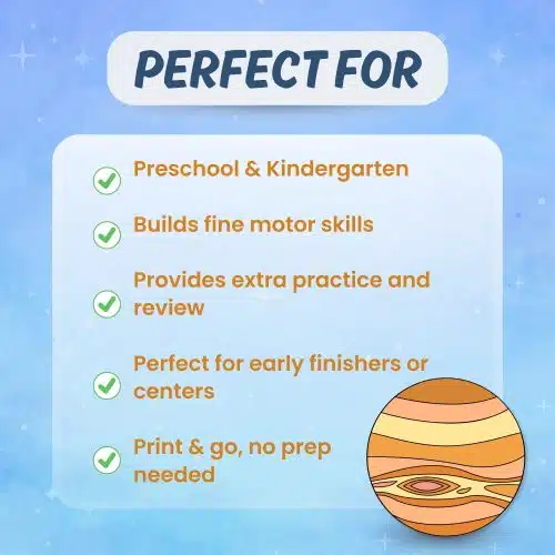 Printable Jupiter activity ideal for classroom homeschool STEM science learning