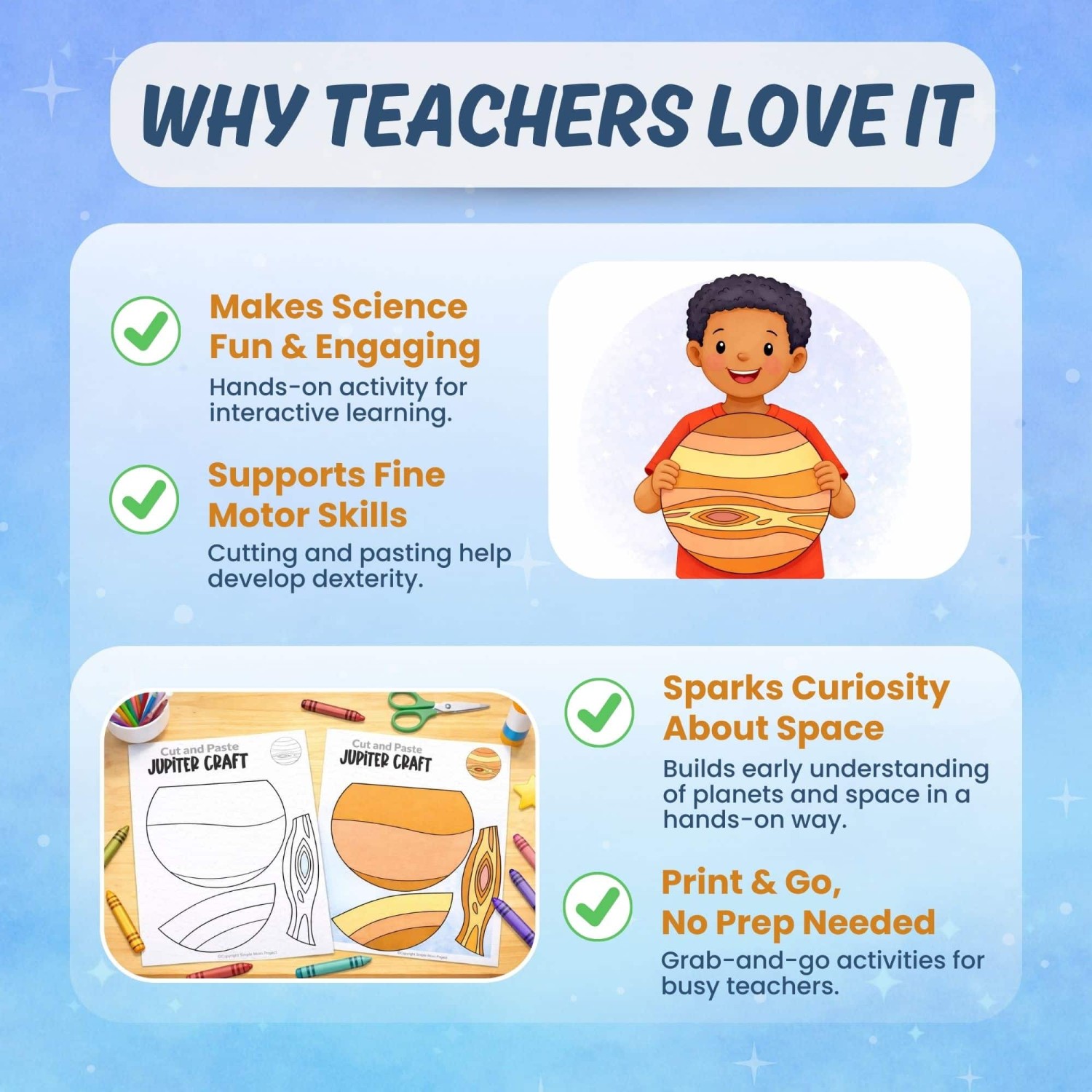 Planet Jupiter printable activity classroom science craft and worksheets