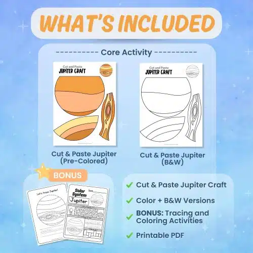Printable Jupiter craft worksheets coloring pages science activity bundle preview