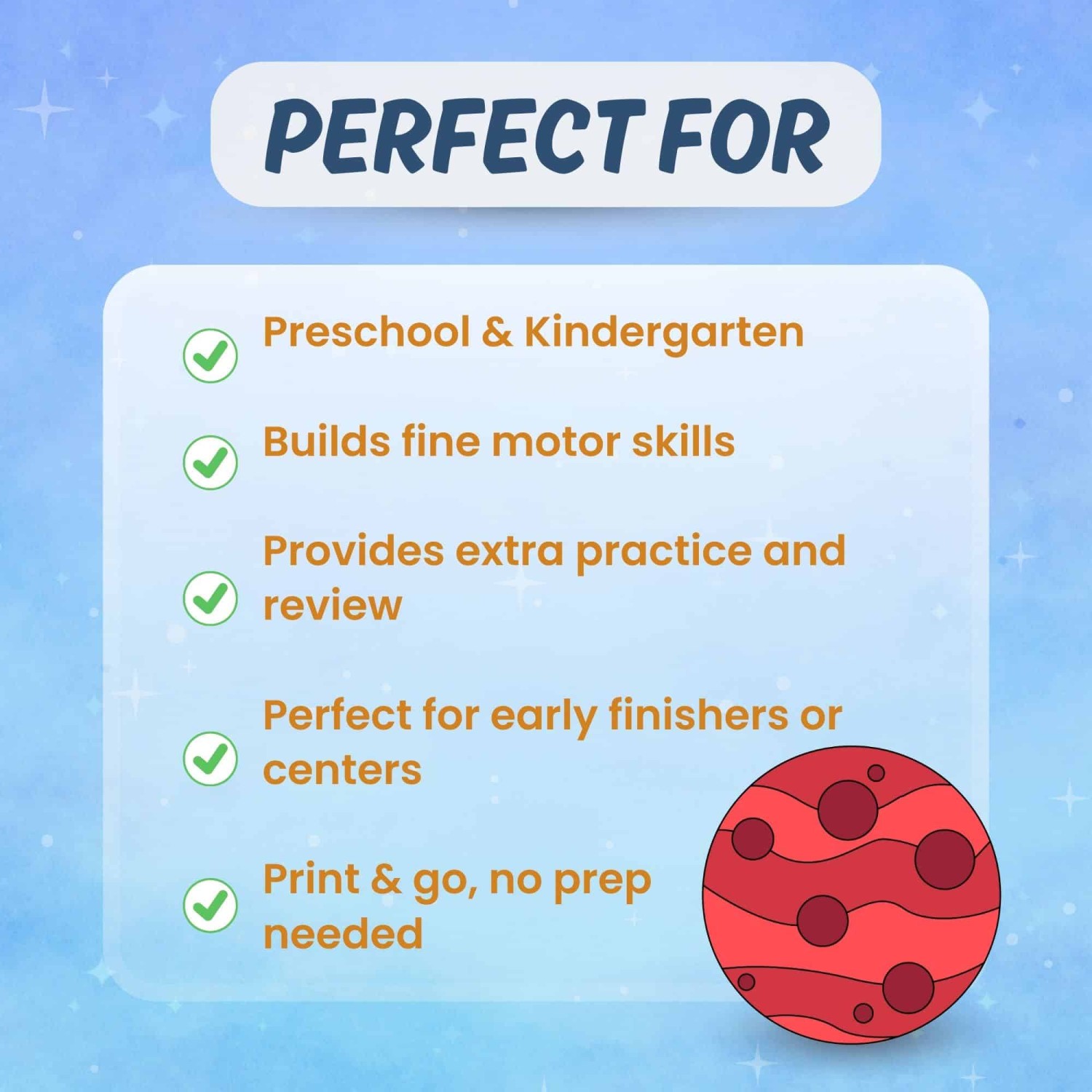 Printable Mars activity ideal for classroom homeschool STEM science learning