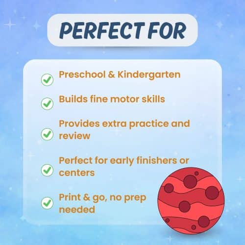Printable Mars activity ideal for classroom homeschool STEM science learning