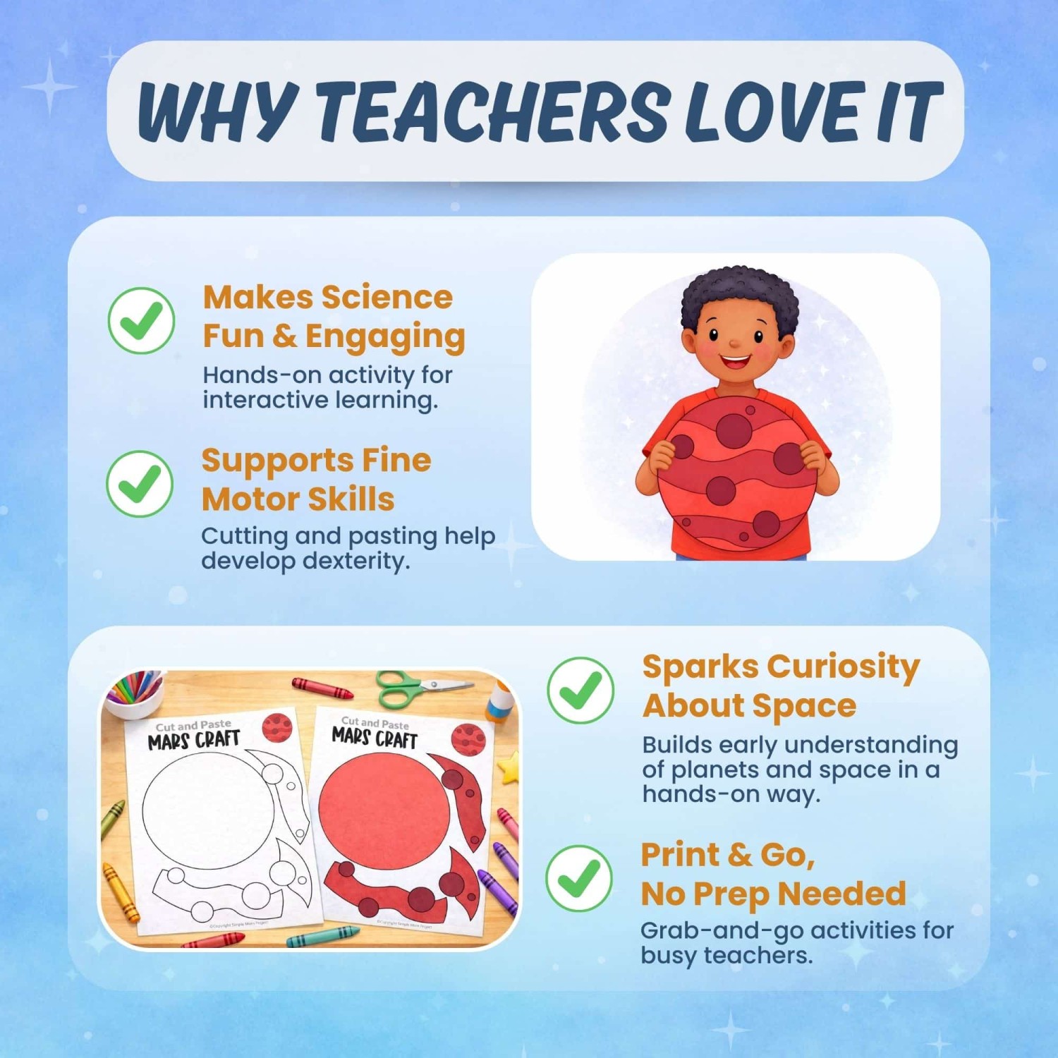 Planet Mars printable activity classroom science craft and worksheets