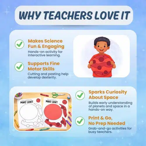 Planet Mars printable activity classroom science craft and worksheets