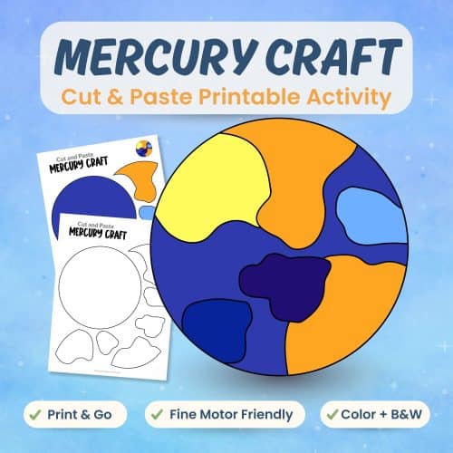 Mercury craft printable for kids planet science activity bundle cover image