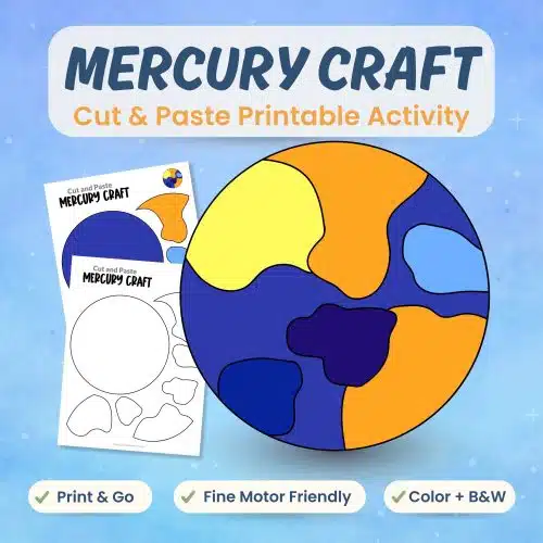 Mercury craft printable for kids planet science activity bundle cover image