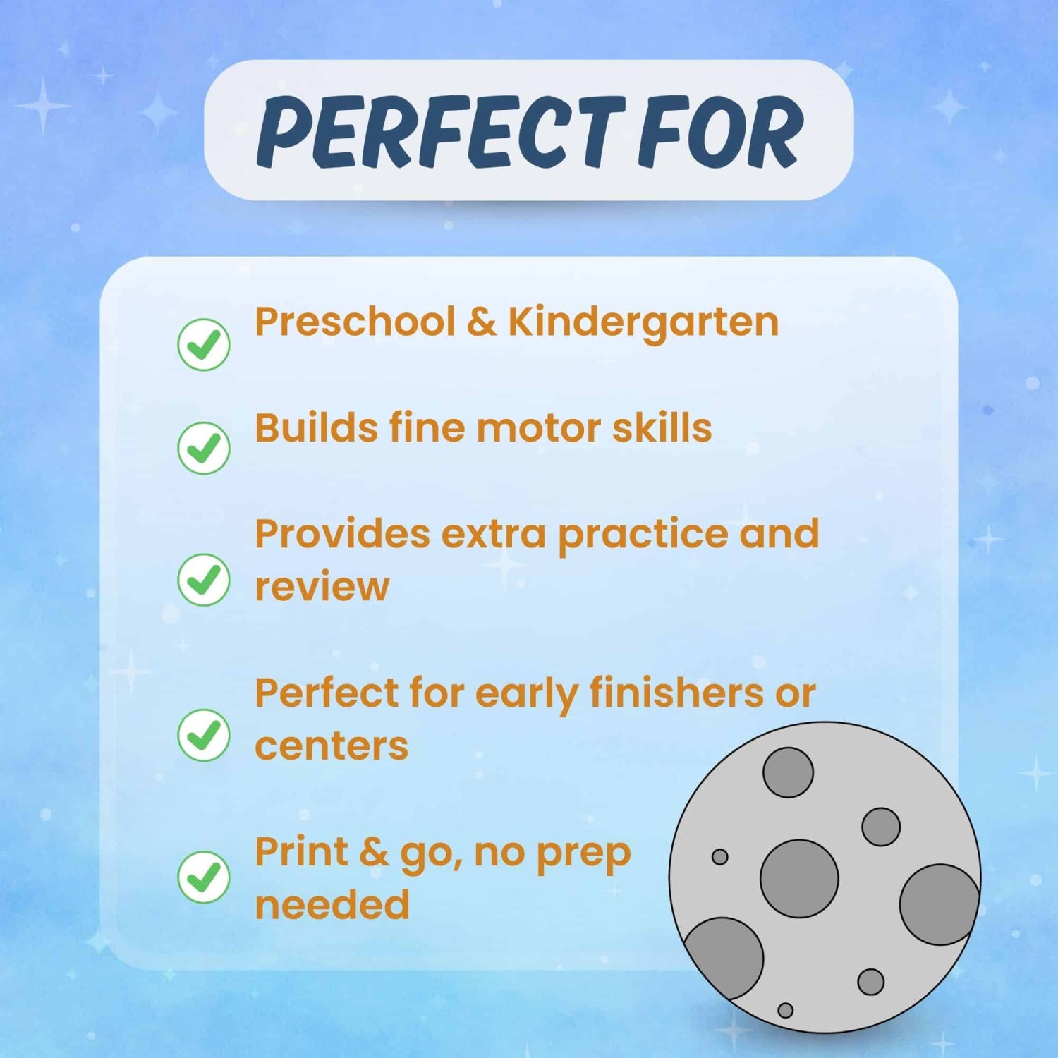 Printable moon activity ideal for classroom homeschool STEM science learning