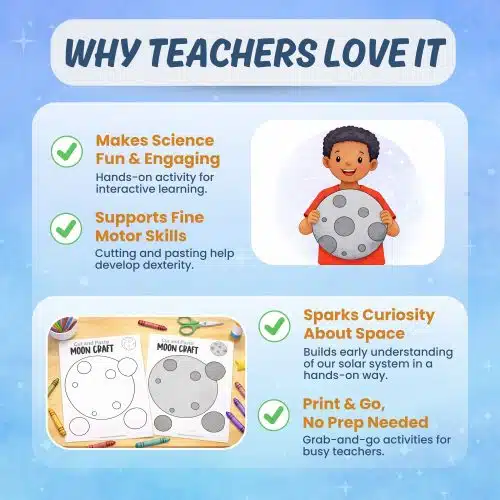Moon printable activity classroom science craft and worksheets for kids