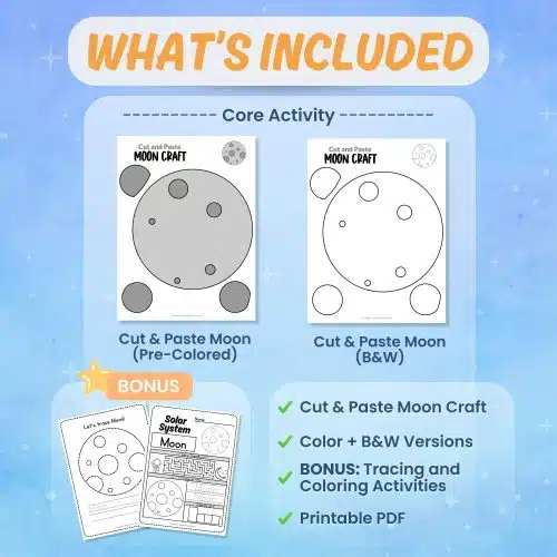 Printable moon craft worksheets coloring pages space activity bundle preview