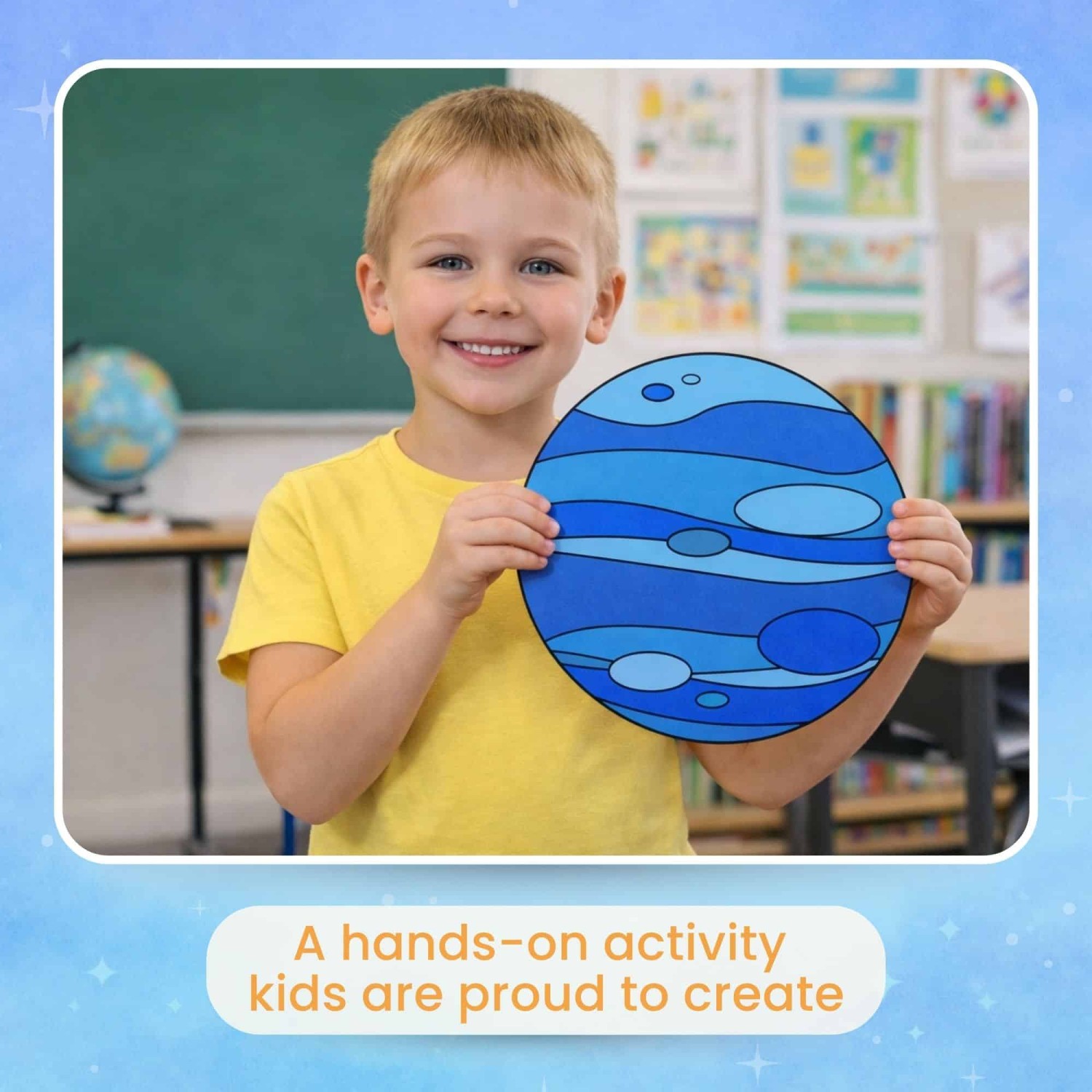 Cut and paste Neptune craft printable template solar system activity