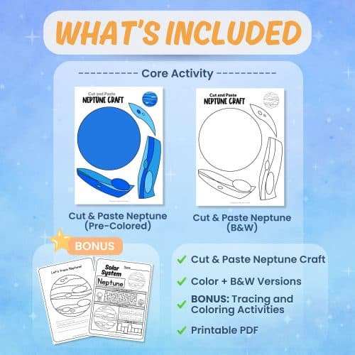 Printable Neptune craft worksheets coloring pages science activity bundle preview
