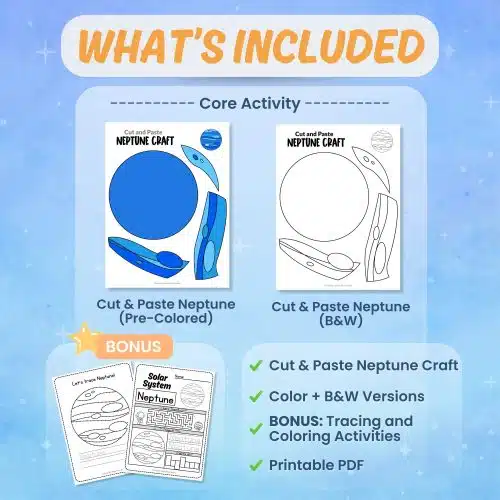 Printable Neptune craft worksheets coloring pages science activity bundle preview