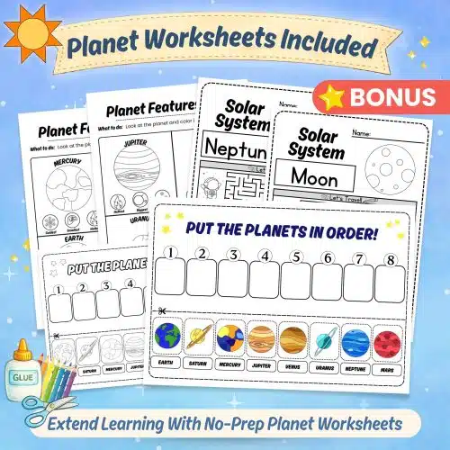 Bonus solar system worksheets planet sorting features tracing science activities