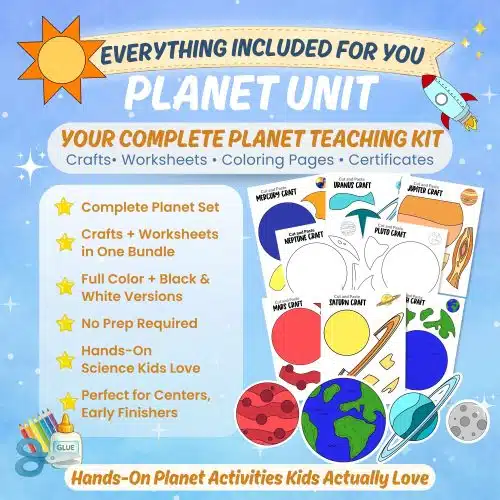 Planet cut and paste crafts printable kids solar system activity templates