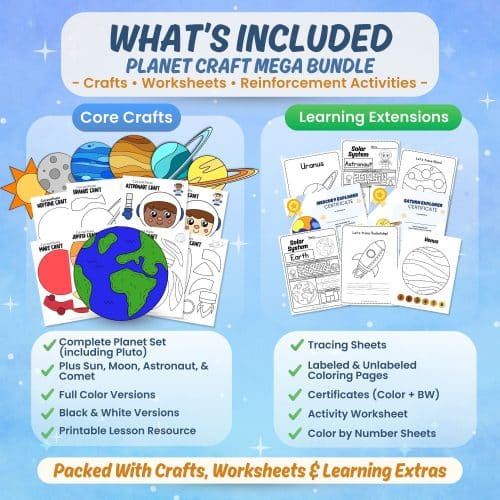 Printable solar system worksheets crafts certificates and learning activities bundle preview