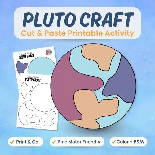 Pluto craft printable for kids dwarf planet science activity bundle cover image