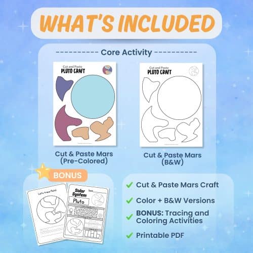 Printable Pluto craft worksheets coloring pages science activity bundle preview