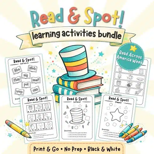 Printable literacy bundle with bonus coloring pages preschool
