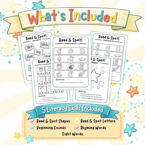 Early literacy activities printable for reading week
