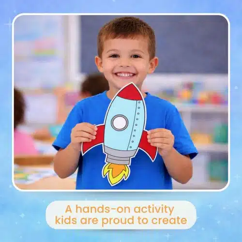 Cut and paste rocket ship craft printable template space activity