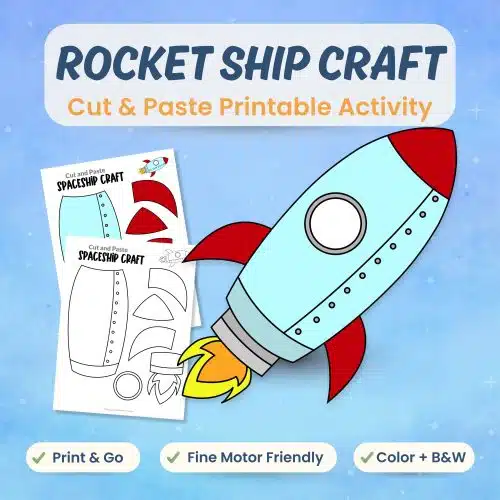 Rocket ship craft printable for kids space science activity bundle cover image