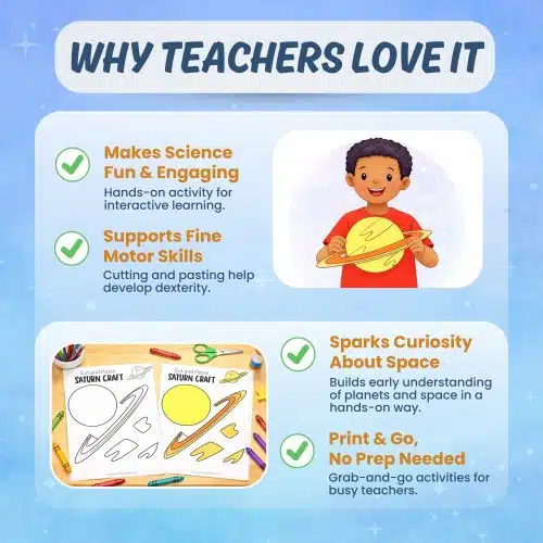 Planet Saturn printable activity classroom science craft and worksheets