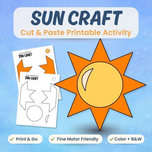 Sun craft printable for kids solar system science activity bundle cover image