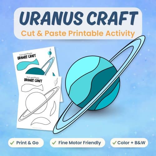 Uranus craft printable for kids planet science activity bundle cover image