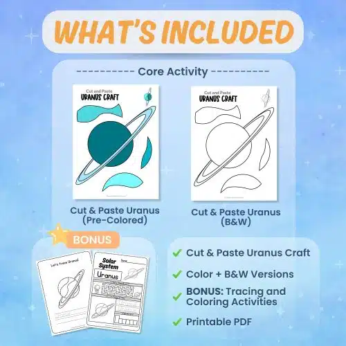 Printable Uranus craft worksheets coloring pages science activity bundle preview