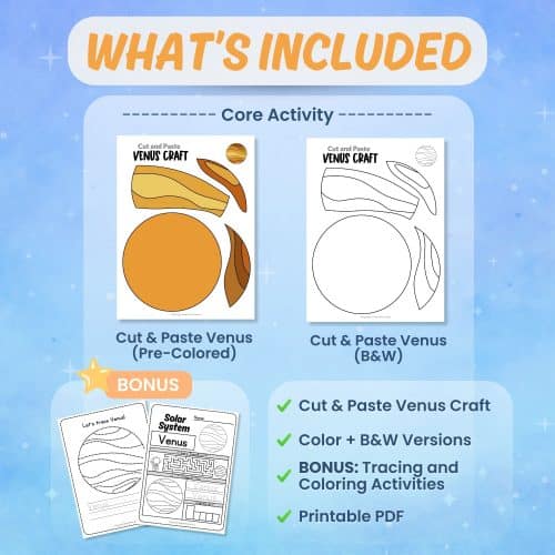 Printable Venus craft worksheets coloring pages science activity bundle preview