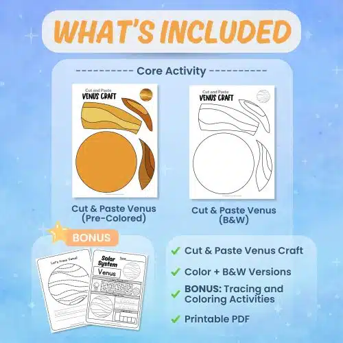Printable Venus craft worksheets coloring pages science activity bundle preview