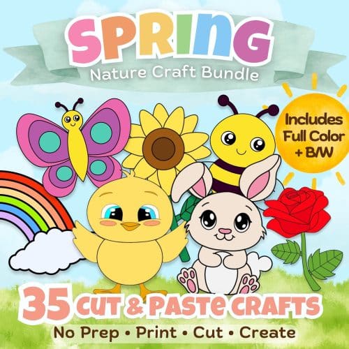 spring cut and paste craft bundle for kids