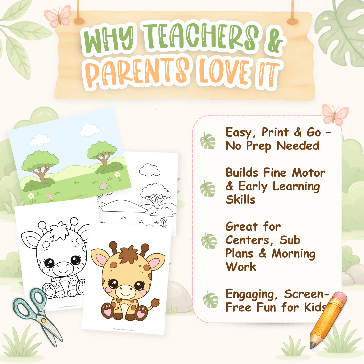 Baby giraffe fine motor activity for kindergarten